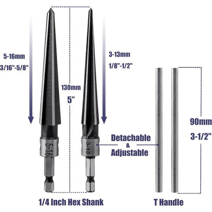 ReamPro – Precision Tapered Hole Reamer Tool – 2-Piece Hex Set (3-13mm + 5-16mm)