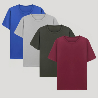 PrimeWear – Athletic Comfort Short Sleeve T Shirt Pack – Red wine+Gray+Army green+Light Blue / S