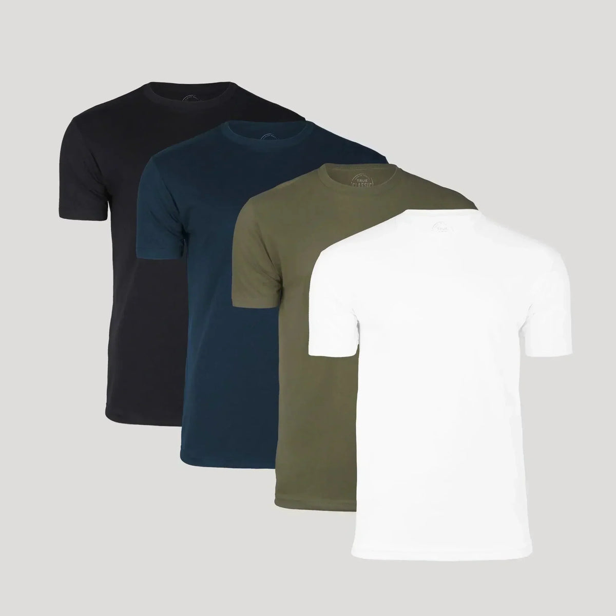PrimeWear – Athletic Comfort Short Sleeve T Shirt Pack – Black+White+Navy Blue+Army green / S