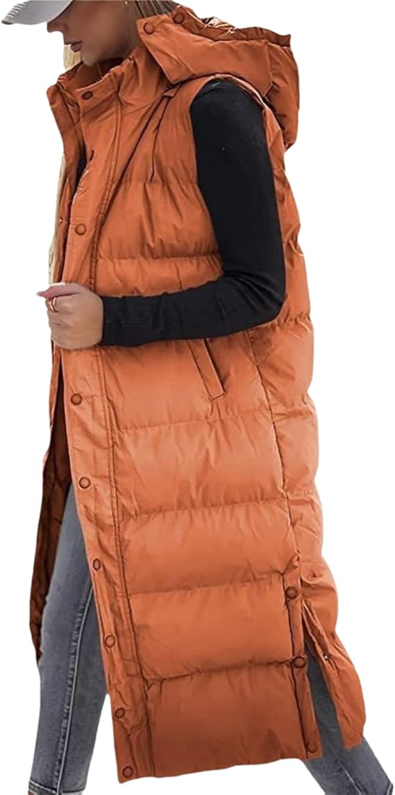 QuiltChic – Women's Long Puffer Vest with Hood – image 10