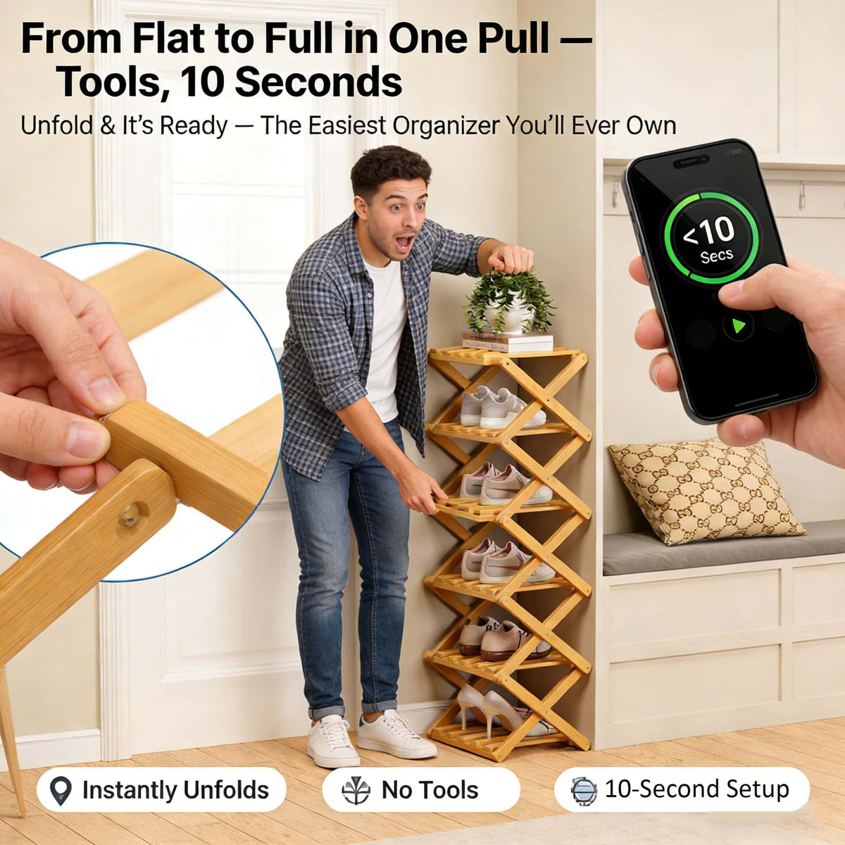 The 9-Tier No-Assembly Bamboo Rack ! – image 2