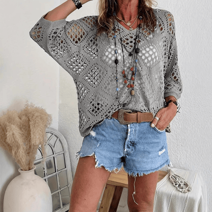 LunaCrochet – Summer Bohemian Top – Grey / S