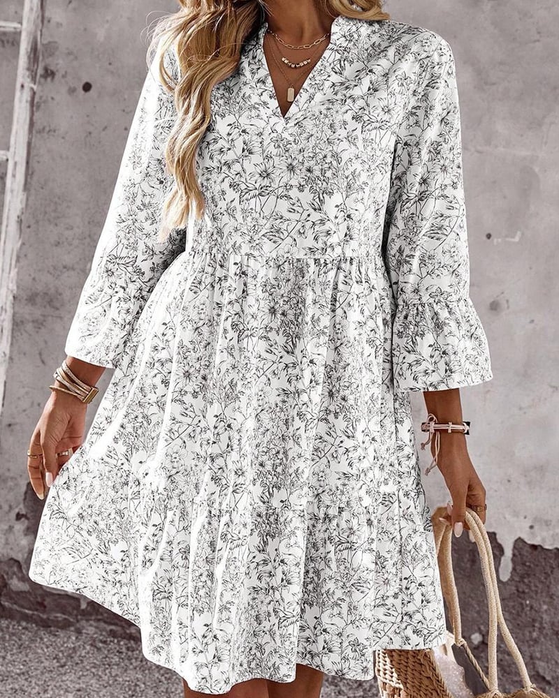 BloomLayer – Floral Tiered V-Neck Dress – image 9
