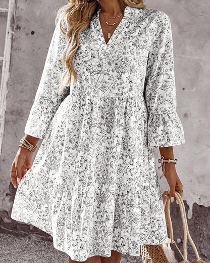 BloomLayer – Floral Tiered V-Neck Dress – image 9