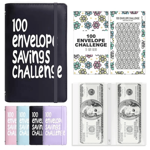 100 Envelope Savings Challenge Book – Super Fast Delivery / Black