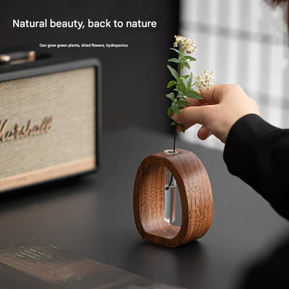 NatureNest – Solid Wood Glass Flower Vase – image 2