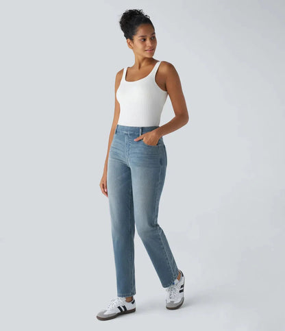 Halara Flex™ – Ultra-stretch high-waist pants for all-day comfort – Light Blue Denim / S