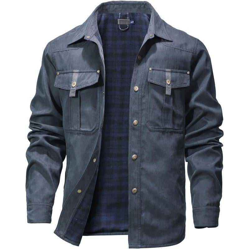 VistaWork – Versatile Flannel-Lined Utility Shacket – Blue / S