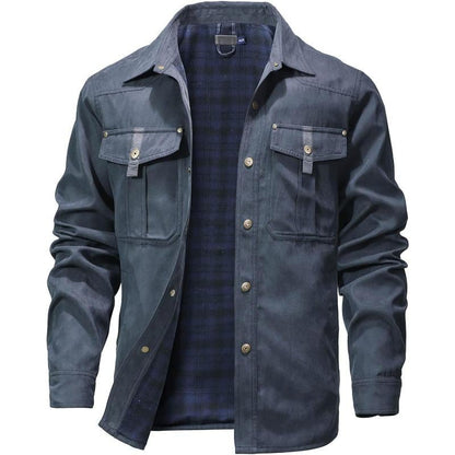 VistaWork – Versatile Flannel-Lined Utility Shacket – Blue / S