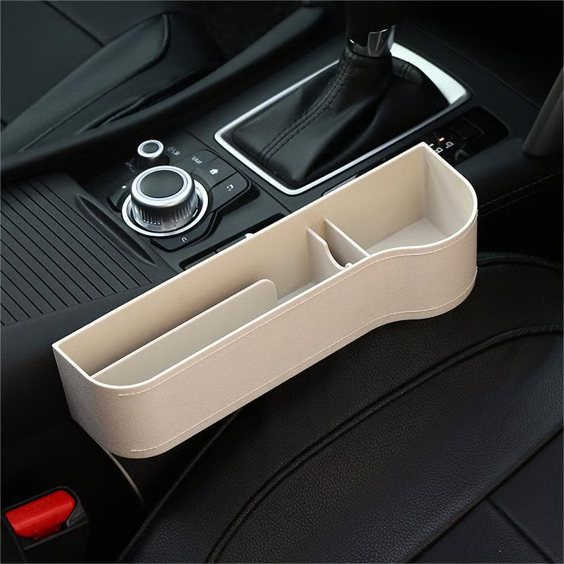 DriveMate – Multi Pocket Leather Car Seat Storage Organizer – Beige / Right Seat / ABS