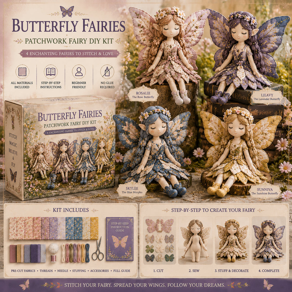 FairyStitch – Patchwork DIY Craft Collection – Butterfly Fairies / Buy 1