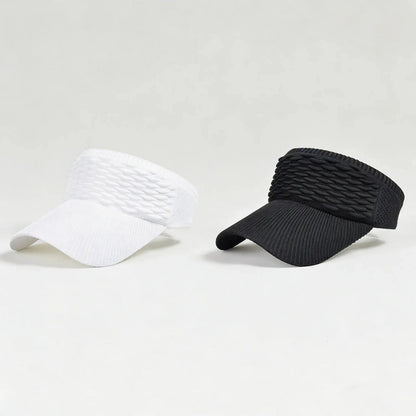 BreezeShade – Women's Open-Top Sun Protection Cap – White+Black