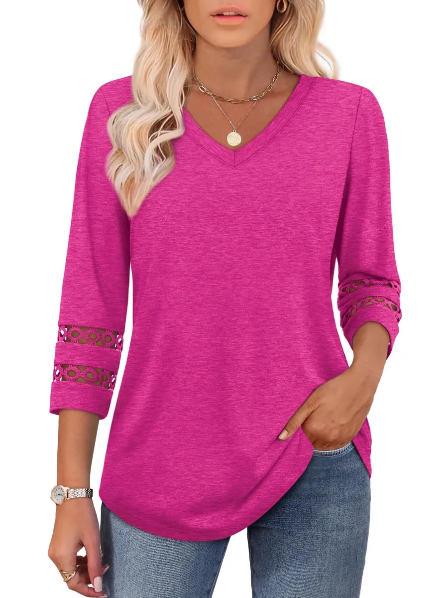 ClairaMode | Relaxed Fit V-Neck Sleeve Women Tee – image 2