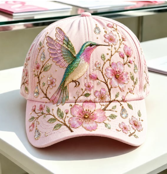 FloraBee – Aesthetic Garden Cap – Hummingbird Blossom / One Size Fits Most