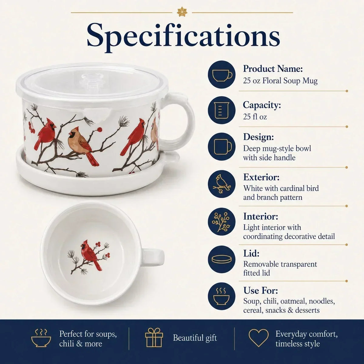 BloomBowl – Floral Handled Soup Mug – Birchwood