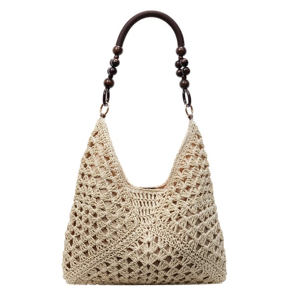 PalmAura - Straw Shoulder Bag – Beige