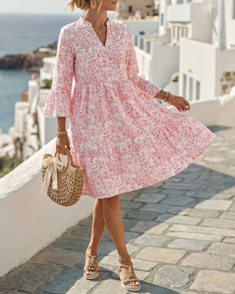 BloomLayer – Floral Tiered V-Neck Dress – image 7