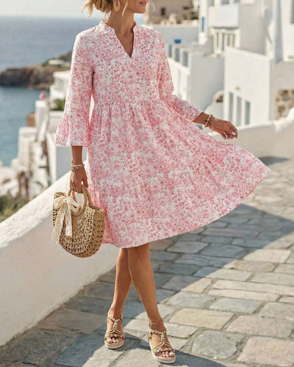 BloomLayer – Floral Tiered V-Neck Dress – image 7