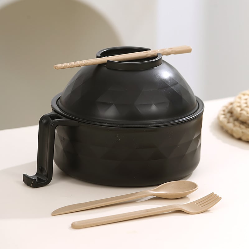 LunchNest – Durable Instant Noodle Bowl Set – Black