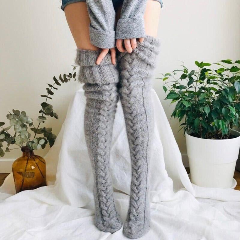 WinterHug – Premium Long Knit Socks – Gray