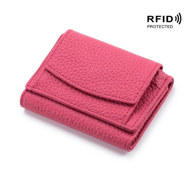AuraVault - Premium Leather RFID Wallet – Rose Red