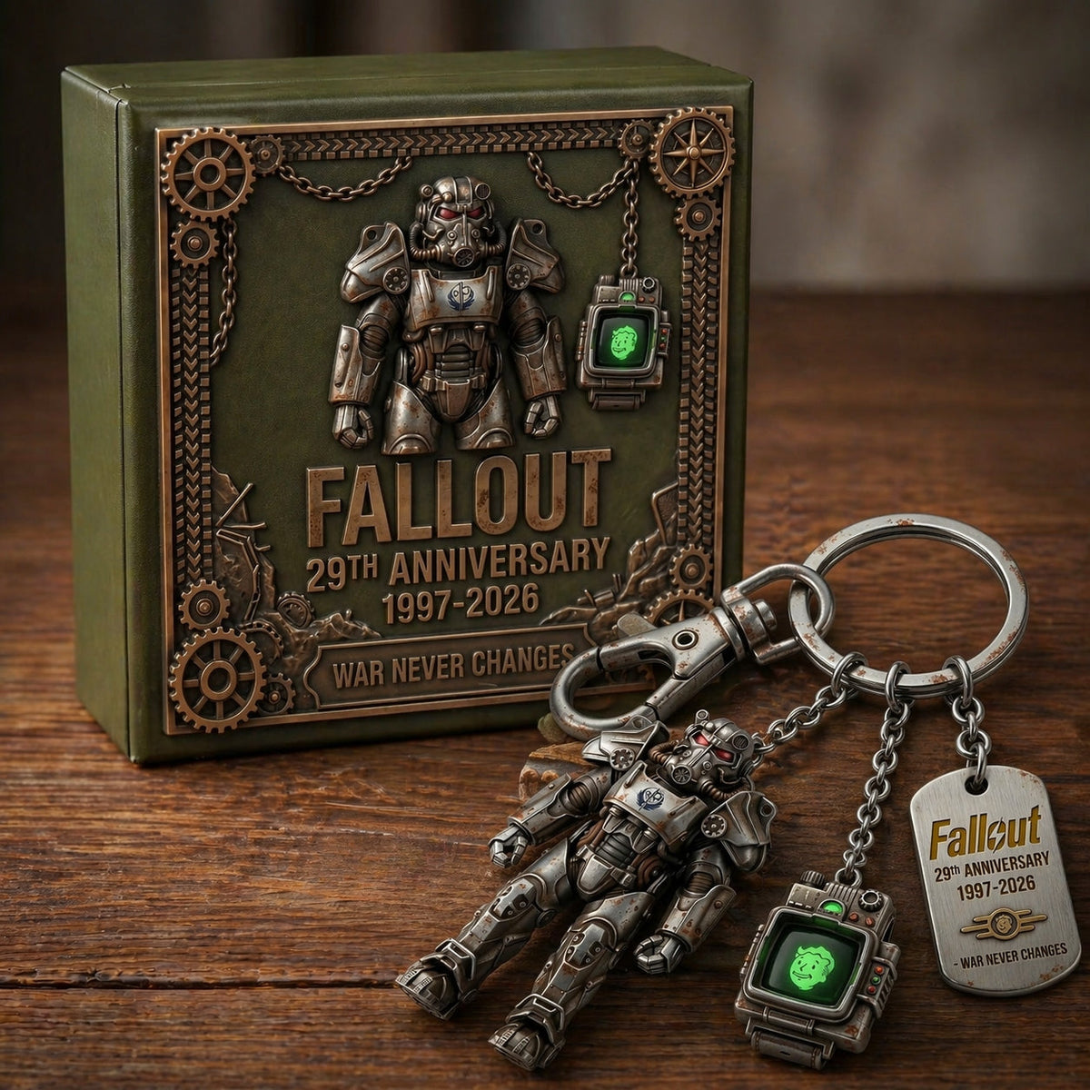 NukaRelic – Fallout Collectible Charm Keyring – Keychain+Exquisite Gift Box