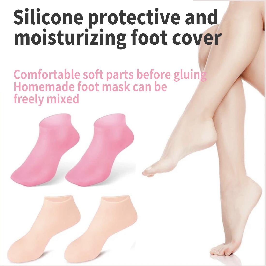 VelvetHeel Socks – Smooth Skin Foot Care – PINK / One Size Fits All(EU35-43) / Buy 1 Pair