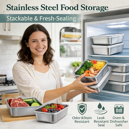 EcoSeal – Freshness Lock Stainless Steel Containers – 3 Pcs / Buy 1 Set