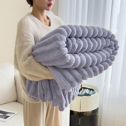 CozyStripe – Ultra Soft Striped Blanket – Purple / Single（100cm*150cm）
