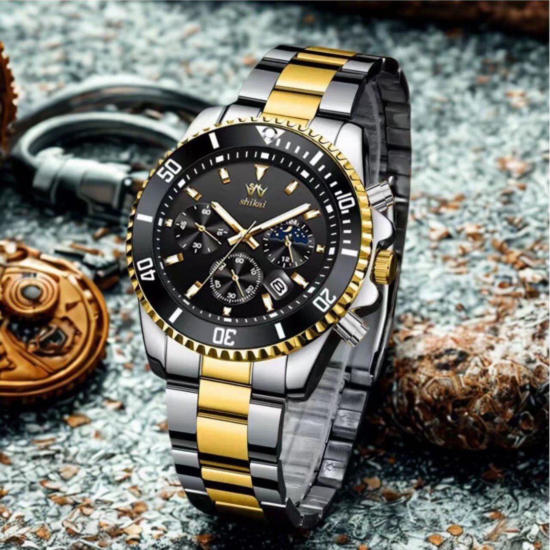 ChronoLuxe – Men’s Luxury Dress Watch – Sliver&Black