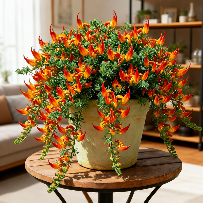 ParrotBloom – Rare Parrot Beak Spider Plant – Orange / 2 Bulbs-Small flower pot