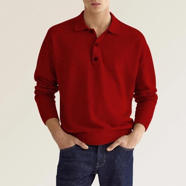 Men's Long-Sleeve Field Polo Shirt – Red / S