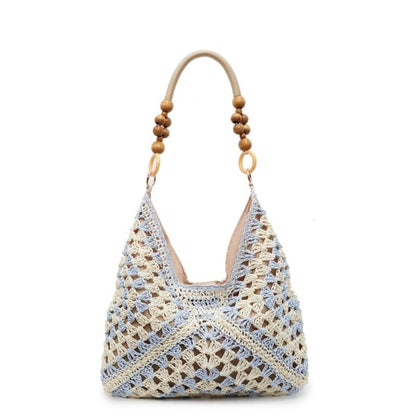 PalmAura - Straw Shoulder Bag – Blue