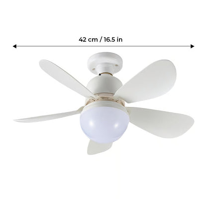 BreezeGlow – Socket Ceiling Fan with Adjustable LED Lighting – 30W 16.5" Round | All-White 5 blades