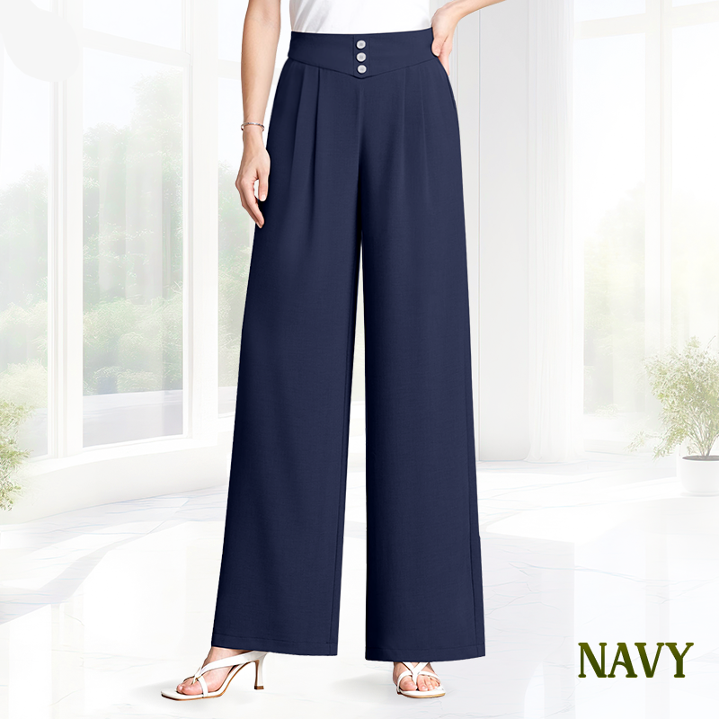 SoftStride – Elegant Wide-Leg Pants – Navy / XS (0-2) / Extra Petite