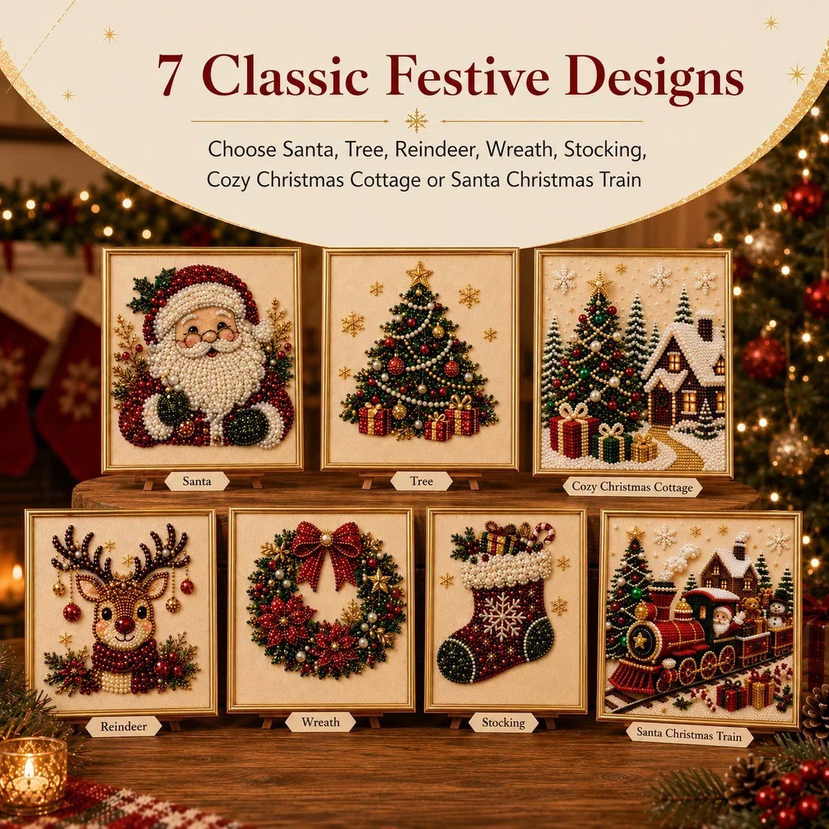 PearlCraft – Premium 3D Christmas Diamond Painting Kit – All Styles - 7Pcs(Save Extra 5$ & Free Shipping) / 12 in × 12 in