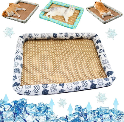 CoolNest – Breathable Rattan Cooling Pet Bed – White Cat / S (40*30cm)