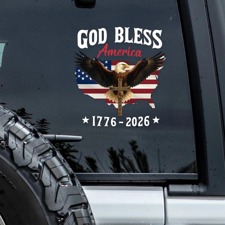 LibertyFlight – God Bless America Eagle Window Sticker – 6 x 6 inch / Buy 1 (Save $5)
