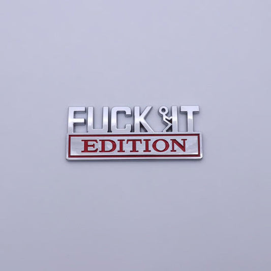 VibeMark – 3D Sticker Emblem “F* IT Edition” – Red and Silver