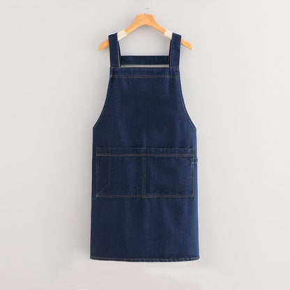 ApronMuse - Premium Soft Denim Cross-Back Apron – Dark Blue