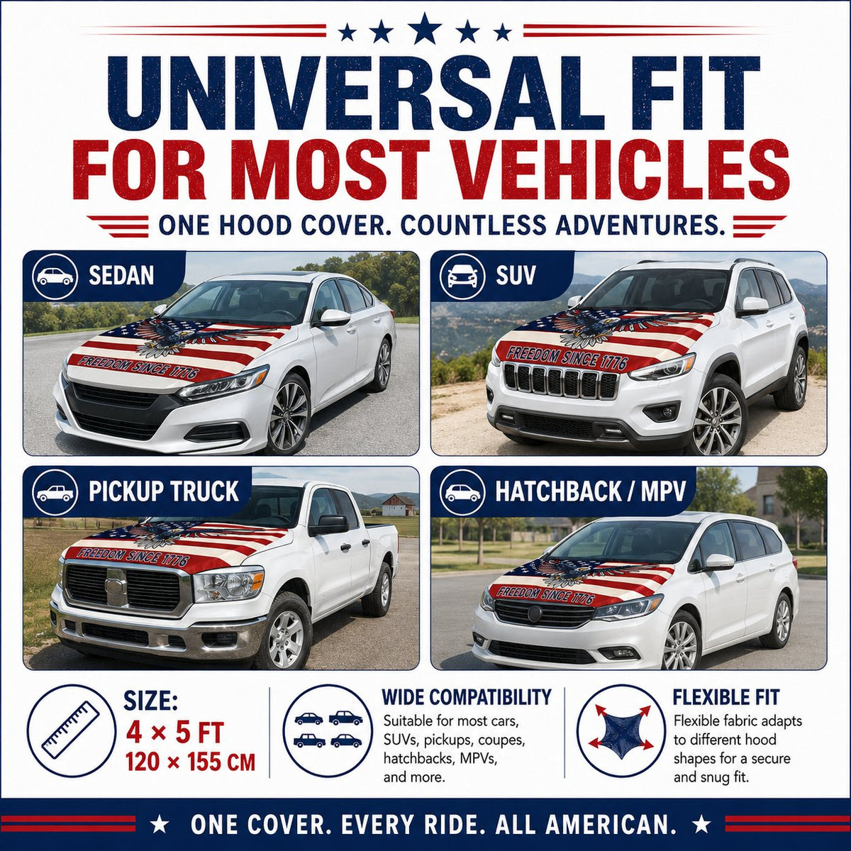 LibertyShield – American Flag Car Hood Cover – image 3