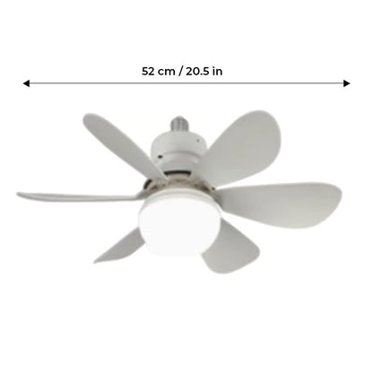 BreezeGlow – Socket Ceiling Fan with Adjustable LED Lighting – 40W 20.5" Flat | All-White 6 blades