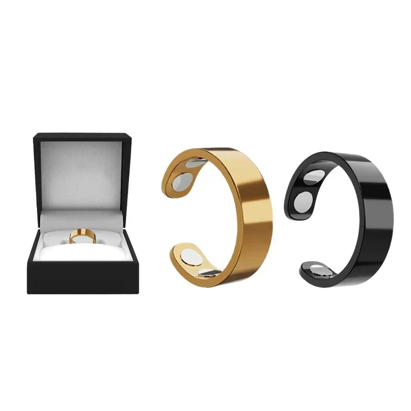 MagnaLuxe – Elegant Stainless Steel Magnetic Ring – Gold+Black