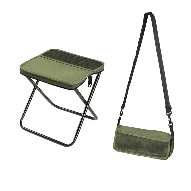 CarrySit – Travel Folding Stool – Green / With Mesh Bag (Large 13 × 10.6 × 12.2 in)