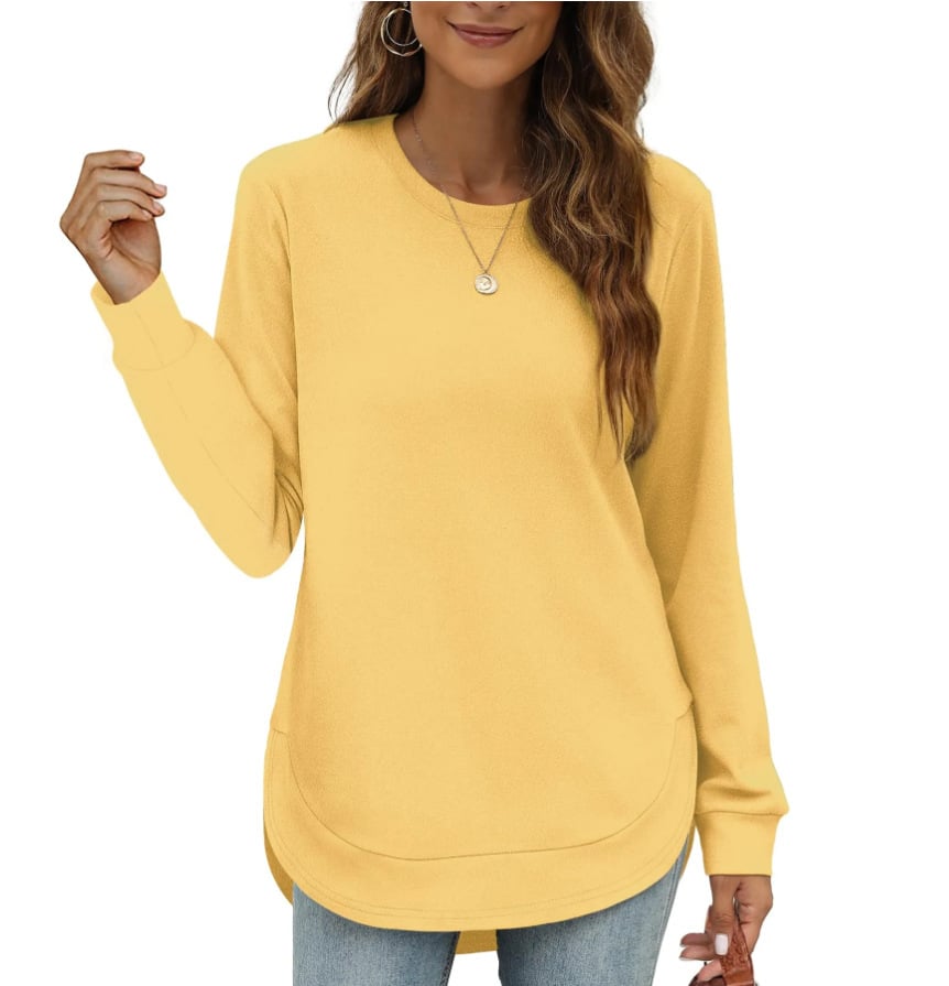 CurveFit – Soft Crewneck Sweatshirt All Day Comfort – Yellow / S