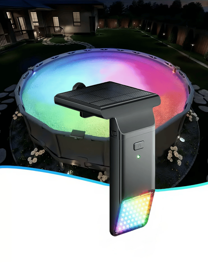 PoolShine – Solar Powered Poolside Ambient Light – Above-Ground Soft-Edge Frame Pool