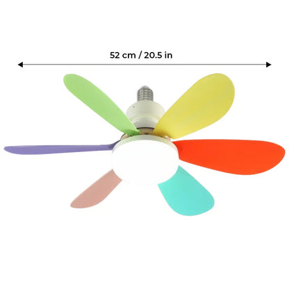 BreezeGlow – Socket Ceiling Fan with Adjustable LED Lighting – 40W 20.5" Flat | Colorful 6 blades