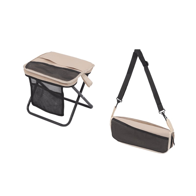 CarrySit – Travel Folding Stool – Khaki / With Mesh Bag (Large 13 × 10.6 × 12.2 in)