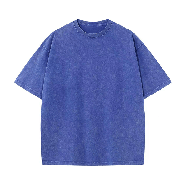 Oversoul – Relaxed Fit Acid Wash Tees – Blue / S（88.0 lbs ~110.0 lbs ）