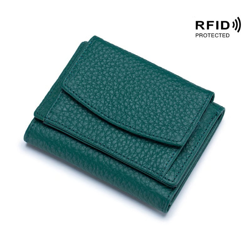 AuraVault - Premium Leather RFID Wallet – Dark green